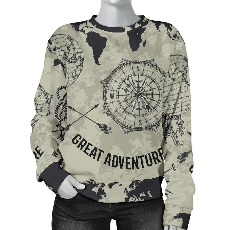 Print Pattern World Map Women's Sweatshirt Fashionable sweaters