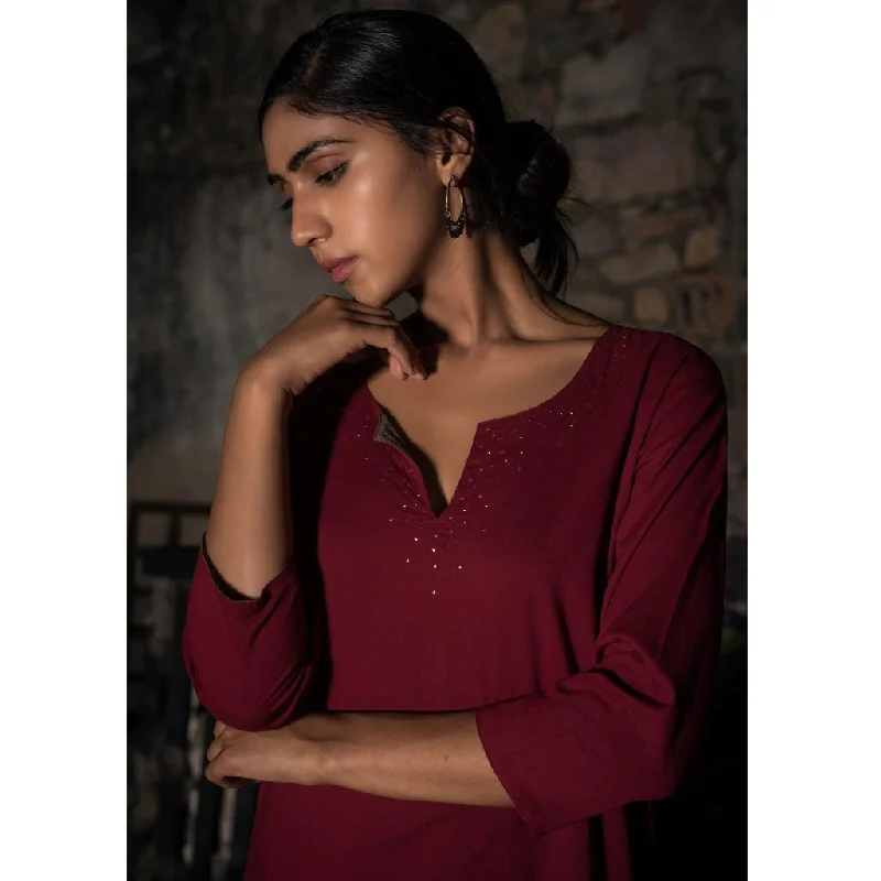 ABISH (Kurta/Dress-Maroon/Grey) Lace unclassified dresses