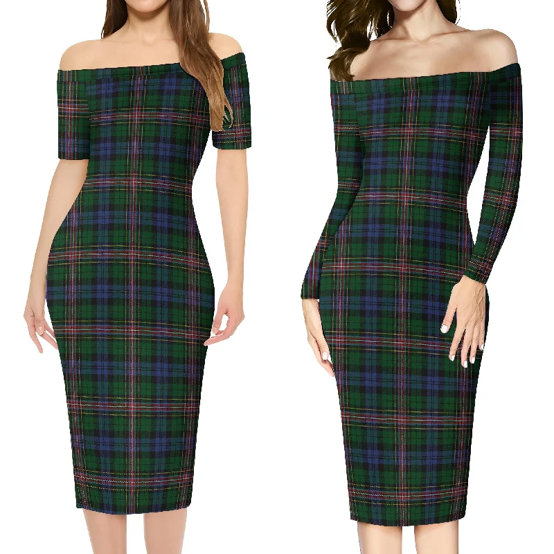Allison Tartan Off Shoulder Lady Dress Long unclassified dresses
