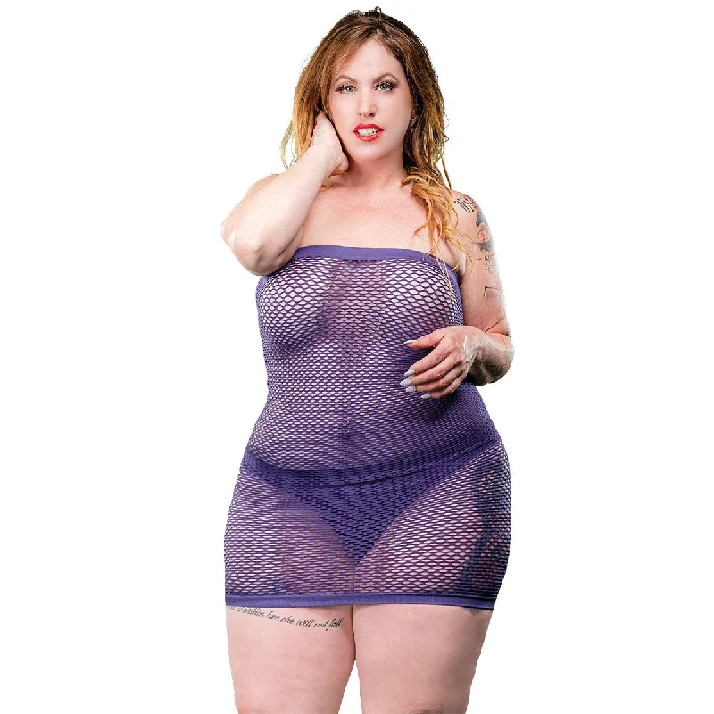 All Over Mesh Tube Dress in Purple Color block unclassified dresses