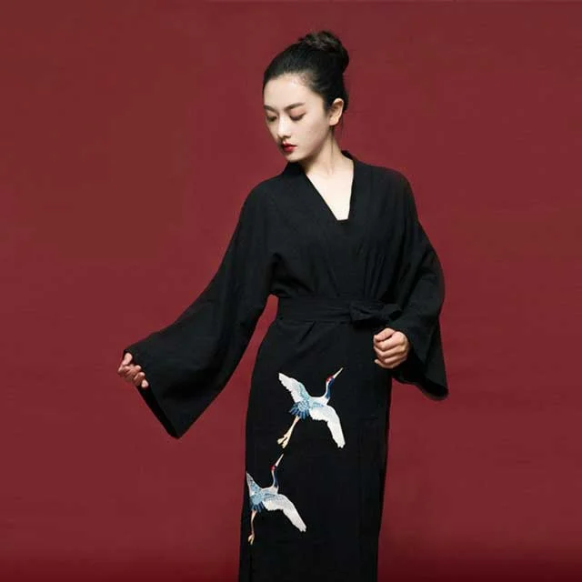 Black Japanese Kimono Breathable unclassified dresses