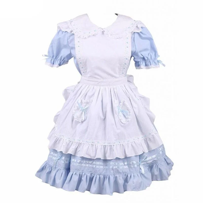 Blue Bows & Ruffles Lolita Cotton Dress Smocked unclassified dresses