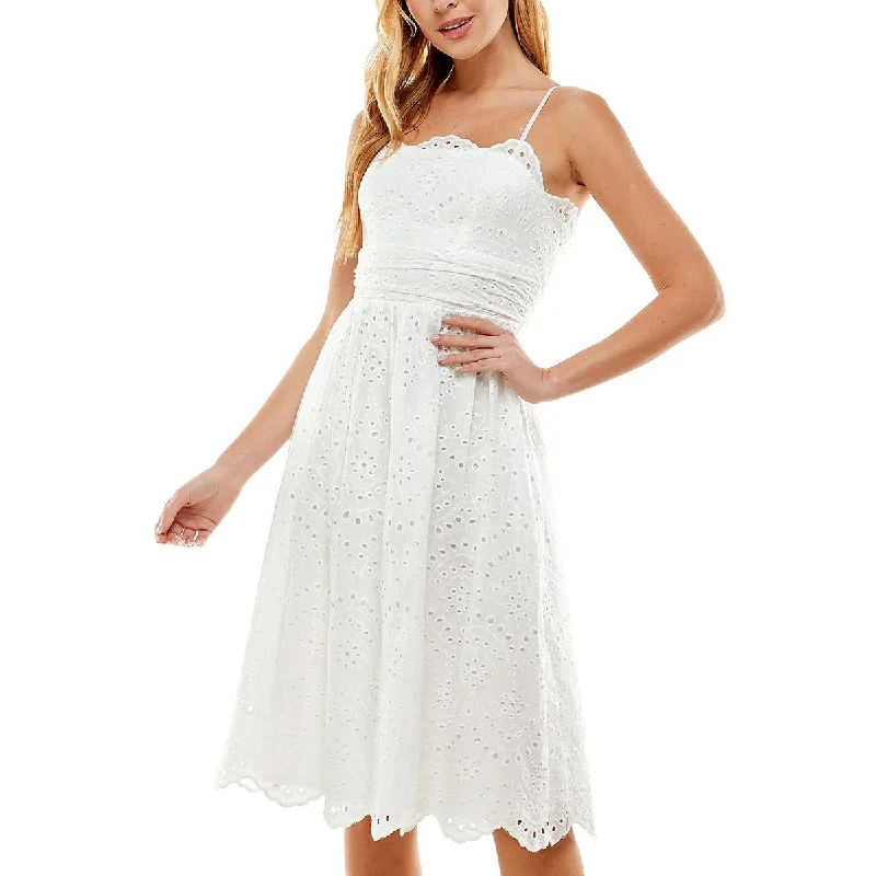 City Studios Womens Juniors Eyelet Knee-Length Fit & Flare Dress Discounted unclassified dresses