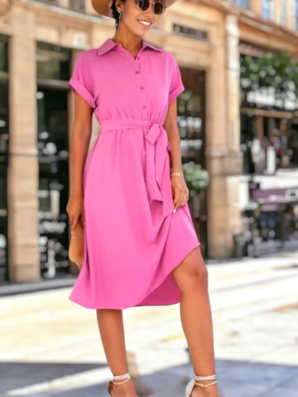 Classic Half Button Collared Dress by Anna-Kaci Luxury unclassified dresses