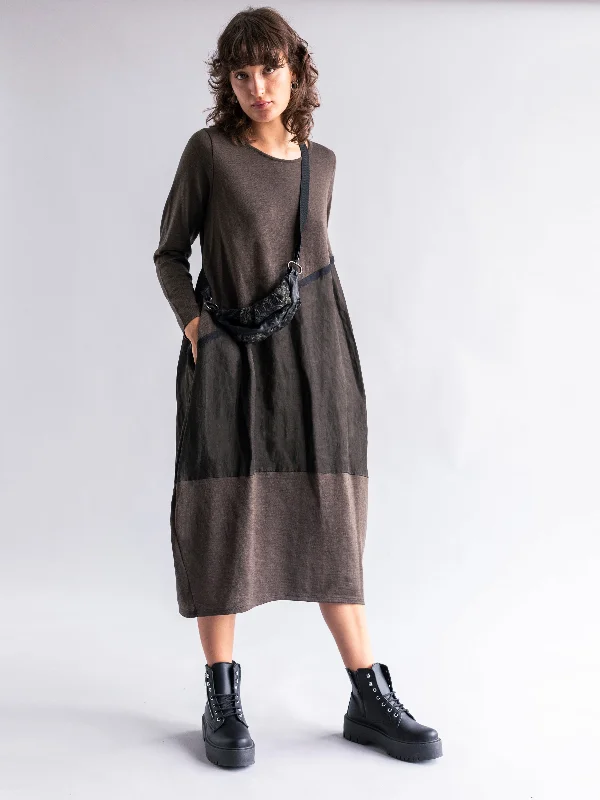 Cocoon Knit Dress with Sheen Panelling Short unclassified dresses