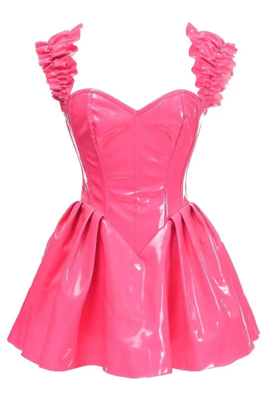 Daisy Corsets Top Drawer Steel Boned Hot Pink Patent PVC Vinyl Corset Dress Anniversary unclassified dresses