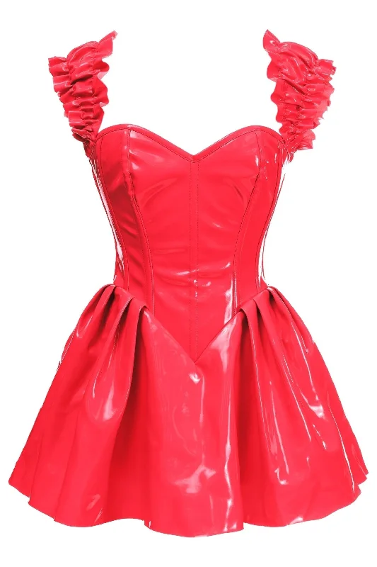 Daisy Corsets Top Drawer Steel Boned Red Patent PVC Vinyl Corset Dress Designer unclassified dresses