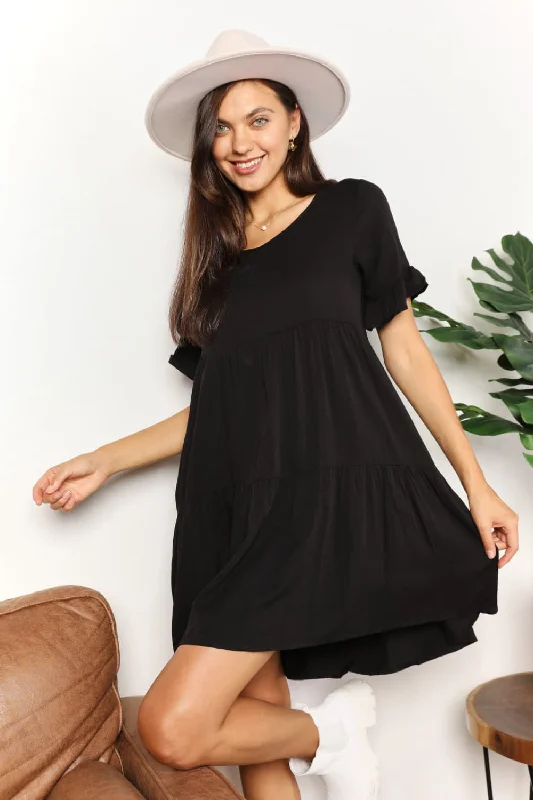 Double Take V-Neck Flounce Sleeve Tiered Dress Everyday wear unclassified dresses