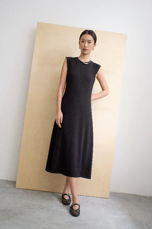 Gillian Sleeveless Knit Dress in Jet Black High-end unclassified dresses