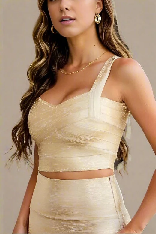 Jay Bandage Crop Top - Gold Beach unclassified dresses