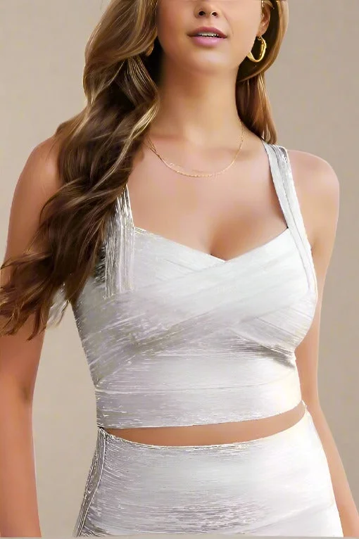 Jay Bandage Crop Top - Silver Flowy unclassified dresses