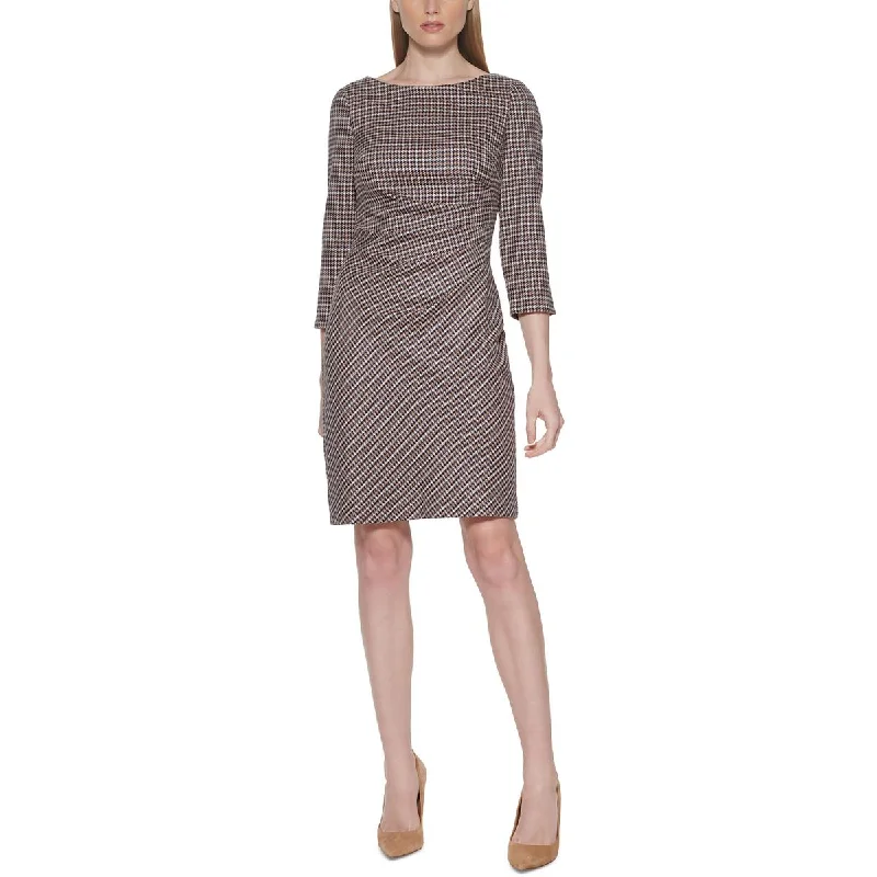 Jessica Howard Womens Petites Houndstooth Pleated Sheath Dress Elegant evening unclassified dresses