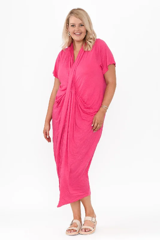 Kensley Pink Crossover Cotton Dress A-line unclassified dresses