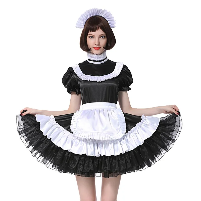 Lockable Black Satin Maid Dress Petite unclassified dresses