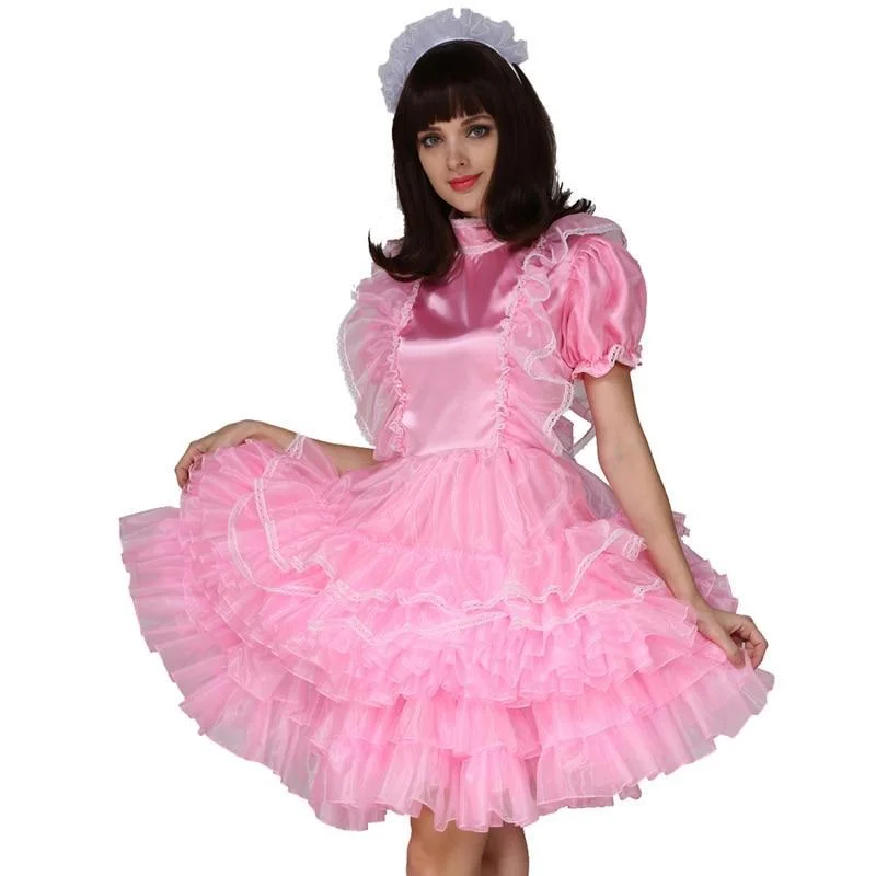 Lockable Forced Sissy Maid Dress Bold pattern unclassified dresses