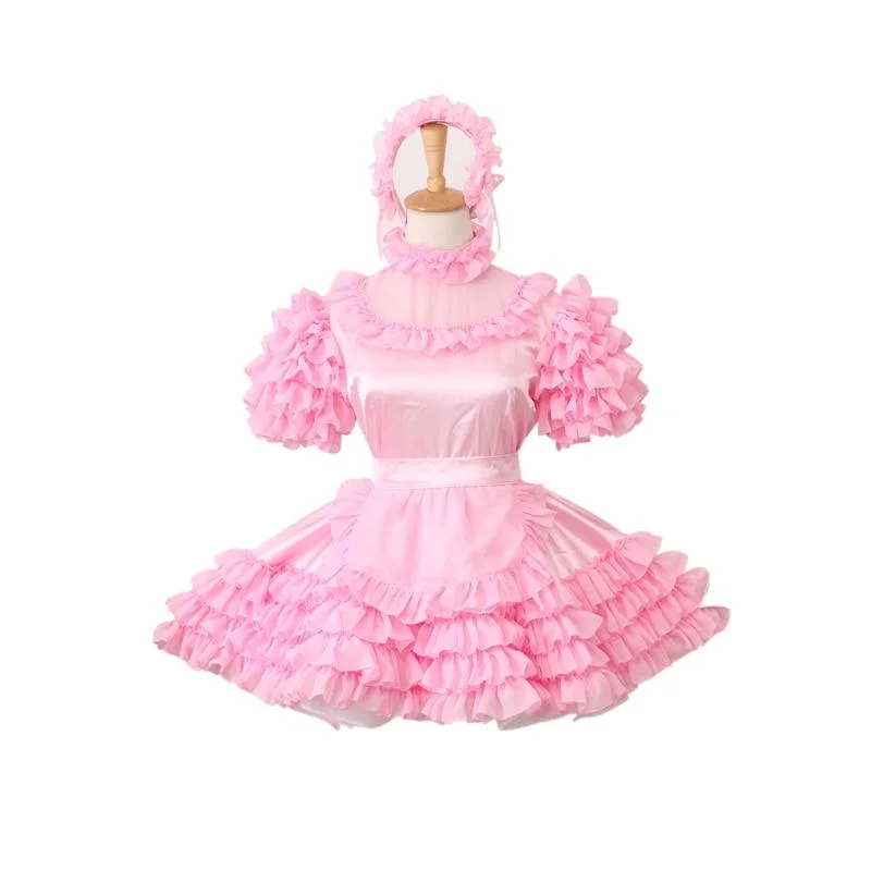 Lockable Sissy Maid Organza Dress Preppy unclassified dresses