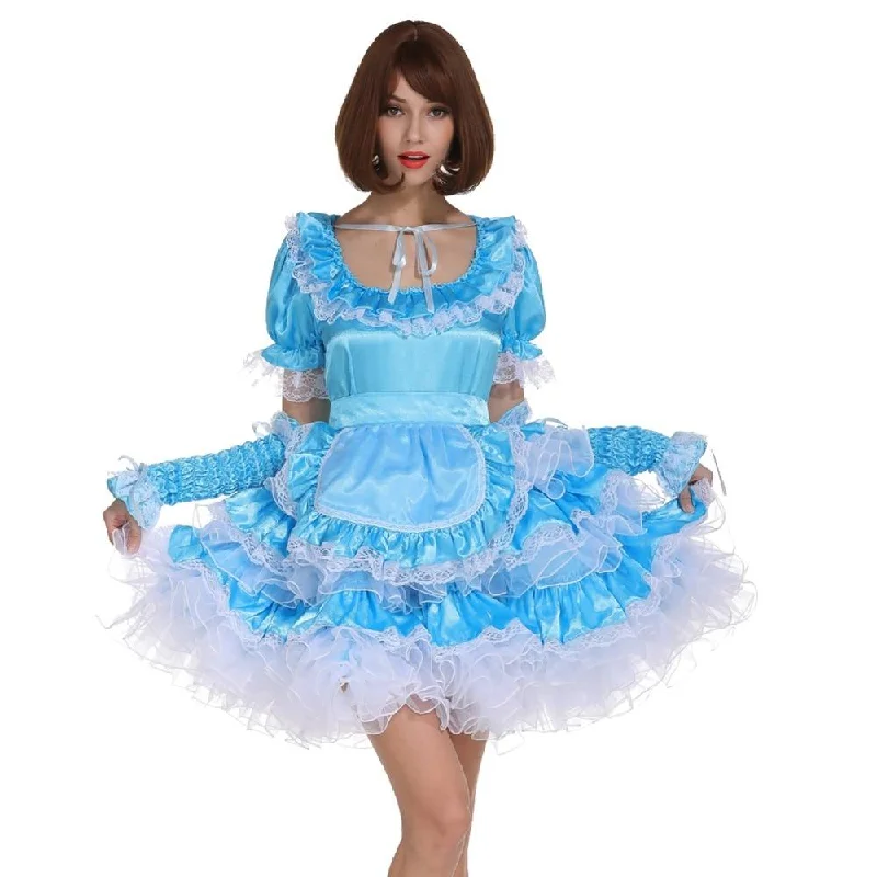 Lockable Sissy Maid Dress Floral unclassified dresses