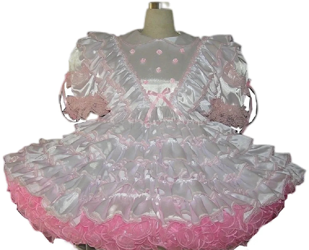 Lockable Sissy Pink Satin Dress Neutral tone unclassified dresses