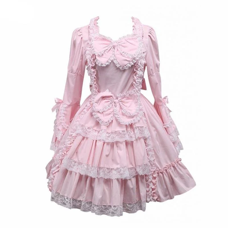 Lolita Dress "Pink Bow & Ruffles" Off-shoulder unclassified dresses