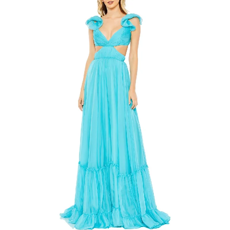 Mac Duggal Womens Pleated Chiffon Evening Dress Unique unclassified dresses