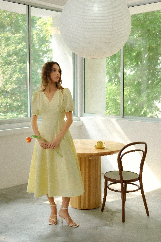 [Restocked] Marabelle Cotton Midaxi Dress in Pastel Yellow Long unclassified dresses