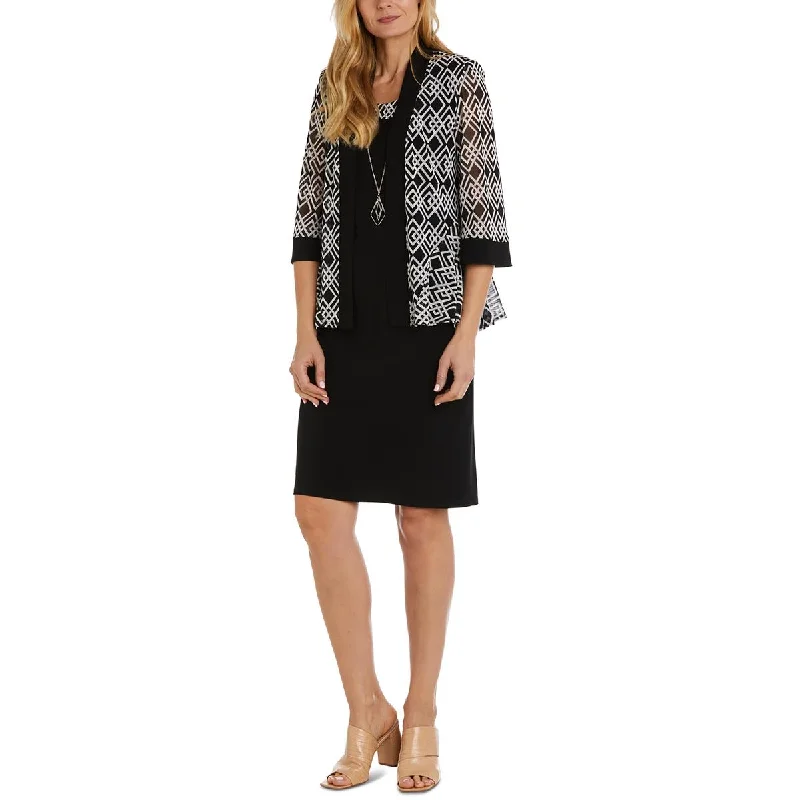 R&M Richards Womens Petites Wear to Work Jacket Two Piece Dress Chiffon unclassified dresses