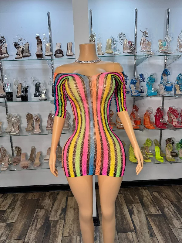 Rainbow Dress- One Size Bright color unclassified dresses