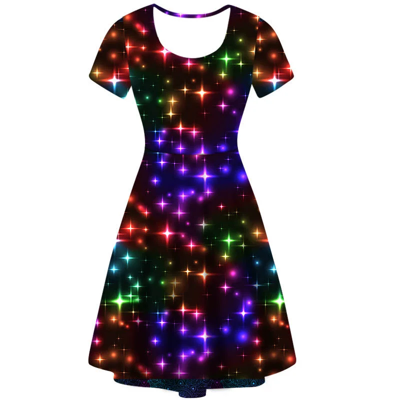 Rainbow Sparkle Vintage Skater Dress Monochrome unclassified dresses