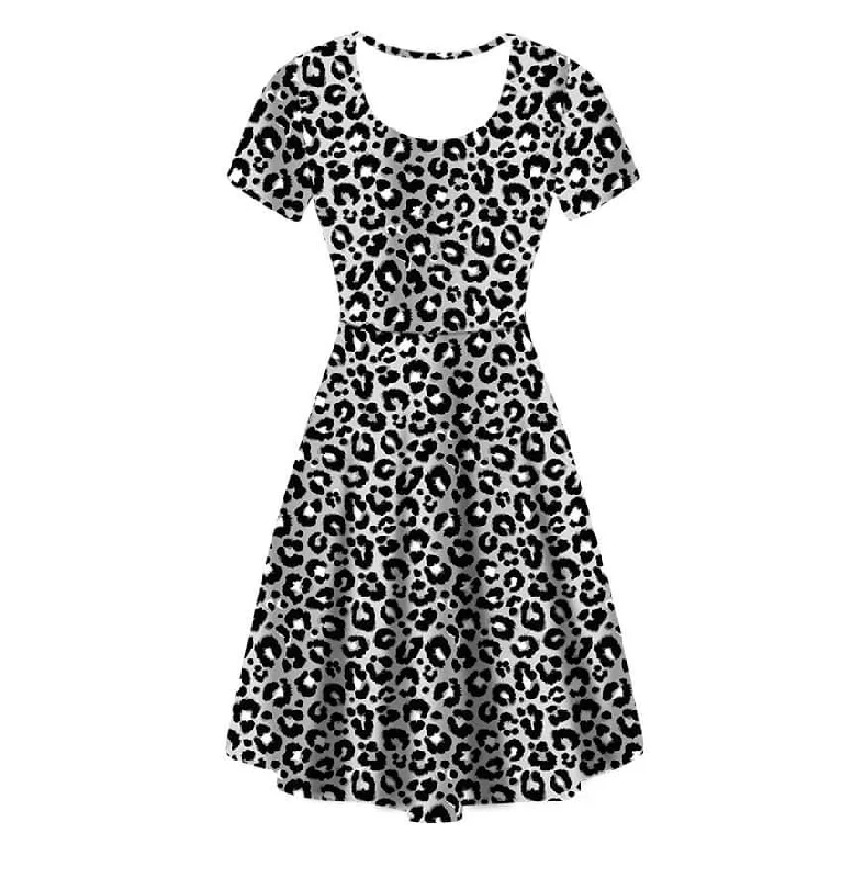 Shadow Leopard Vintage Skater Dress Summer unclassified dresses