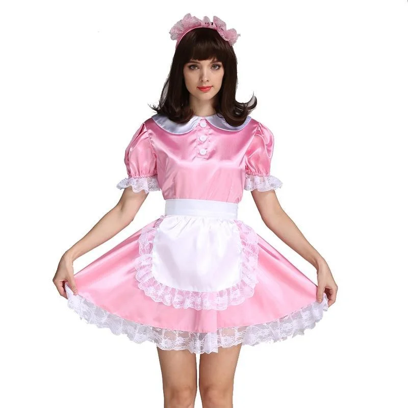 "Sissy Gloria" Lockable Satin Maid Dress Short unclassified dresses