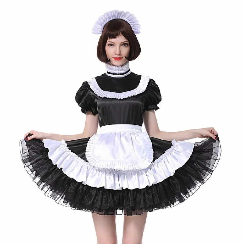 Sissy Maid Lockable Satin Dress Winter unclassified dresses