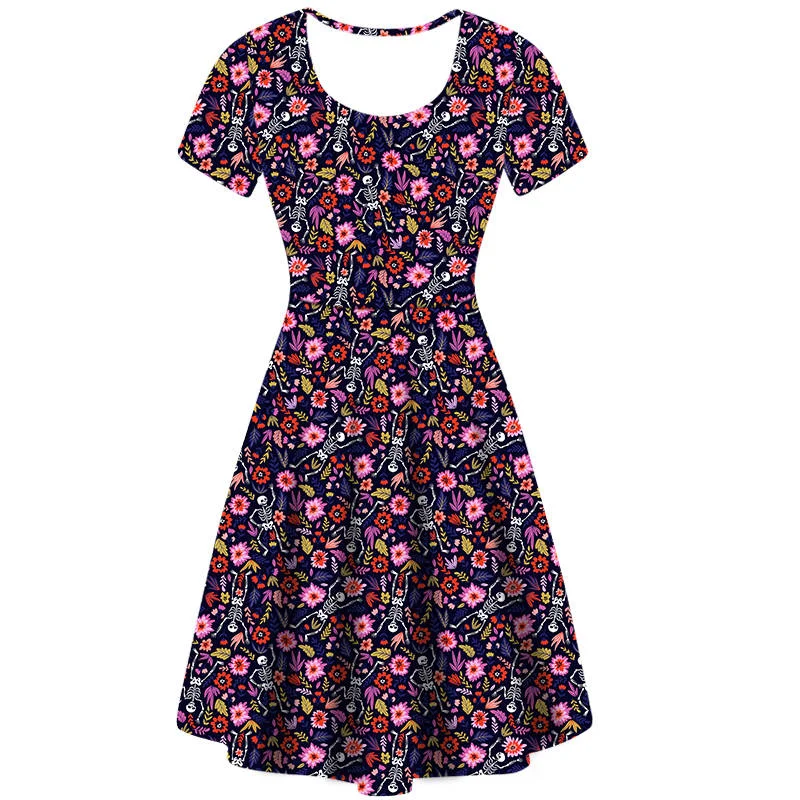 Skelebloom Vintage Skater Dress Bold pattern unclassified dresses