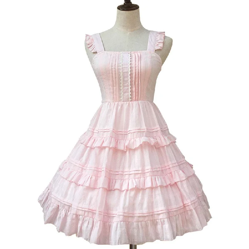 Sleeveless Ruffled Lolita Cotton Dress Backless unclassified dresses