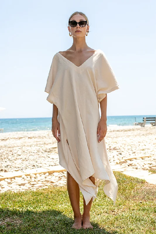 Sun Sea & Roses – Alexandra Kaftan Beige Cocktail unclassified dresses