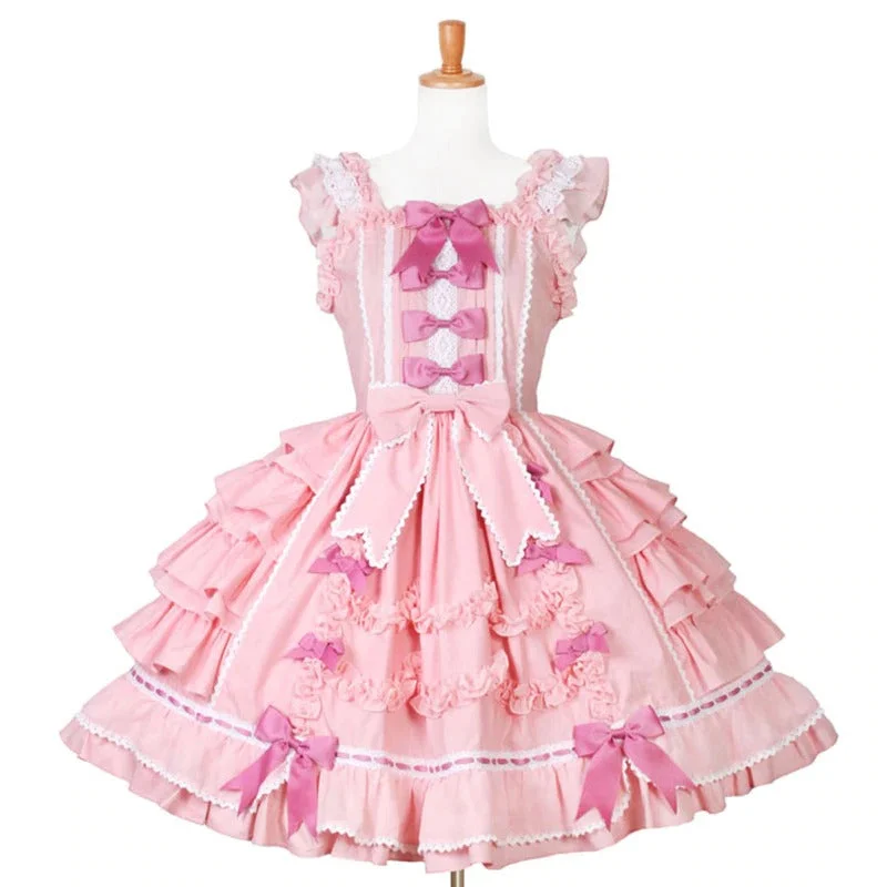 Super Girly Pink Frilly Bowknot Dress Sleeveless unclassified dresses