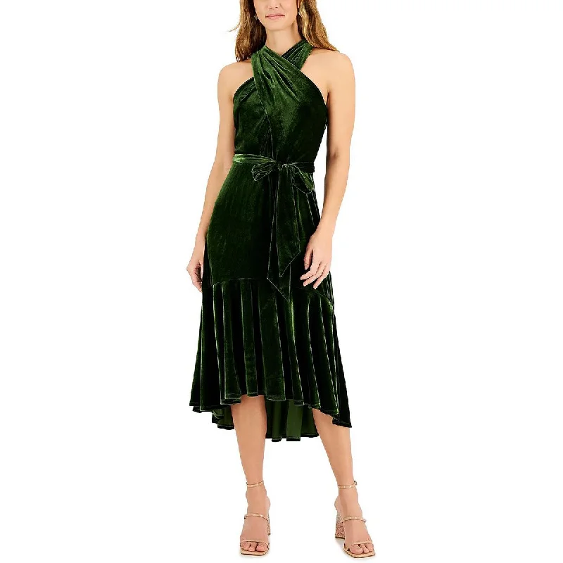 Taylor Womens Petites Velvet Hi-Low Halter Dress Lightweight unclassified dresses