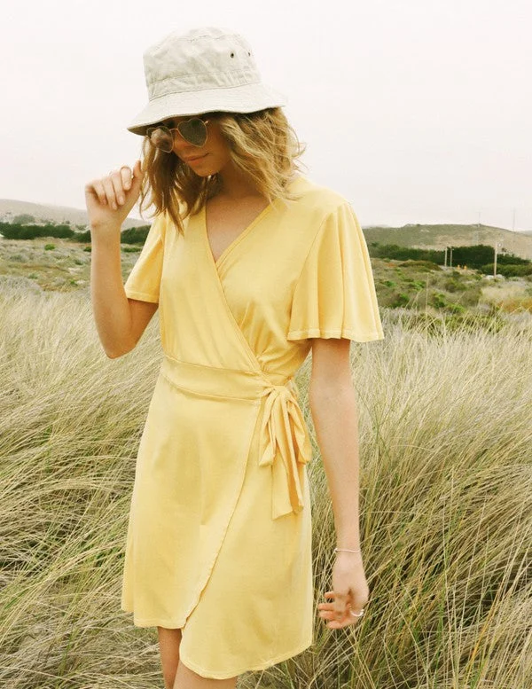 The Wrap Dress Yellow Embroidered unclassified dresses