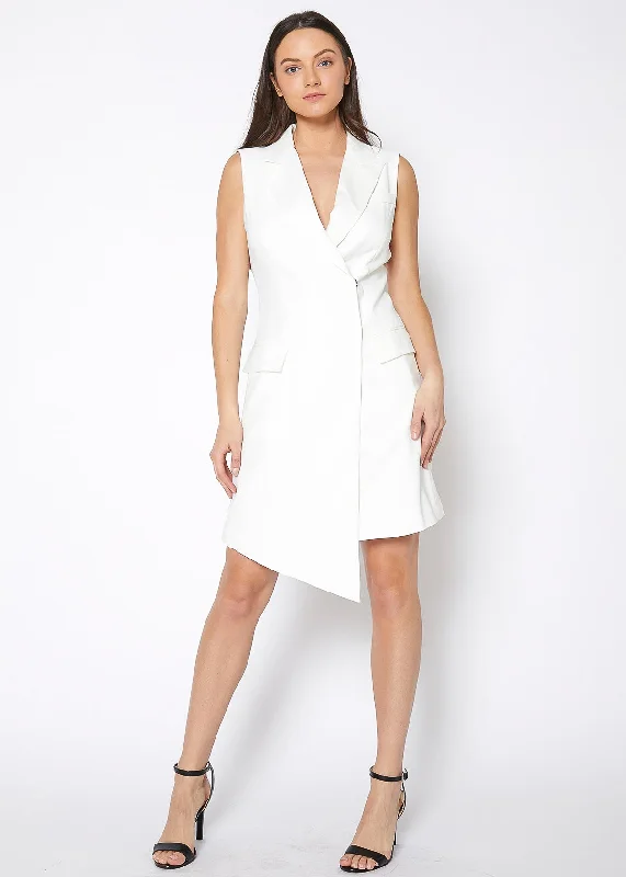 Women's Asymmetrical Sleeveless Blazer Dress by Shop at Konus Mesh unclassified dresses